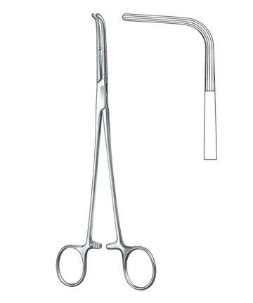 Dissecting forceps, acc. to Mixter, angled, longitudinal serration