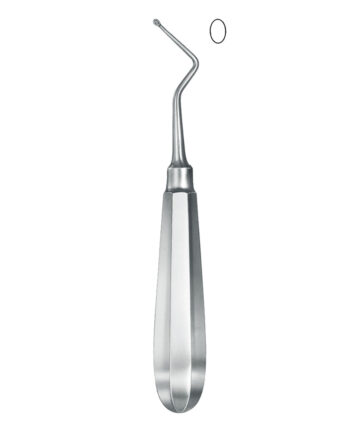 Bone surgery , Bone curette, model USA, with hollow Handle, oval, left angled
